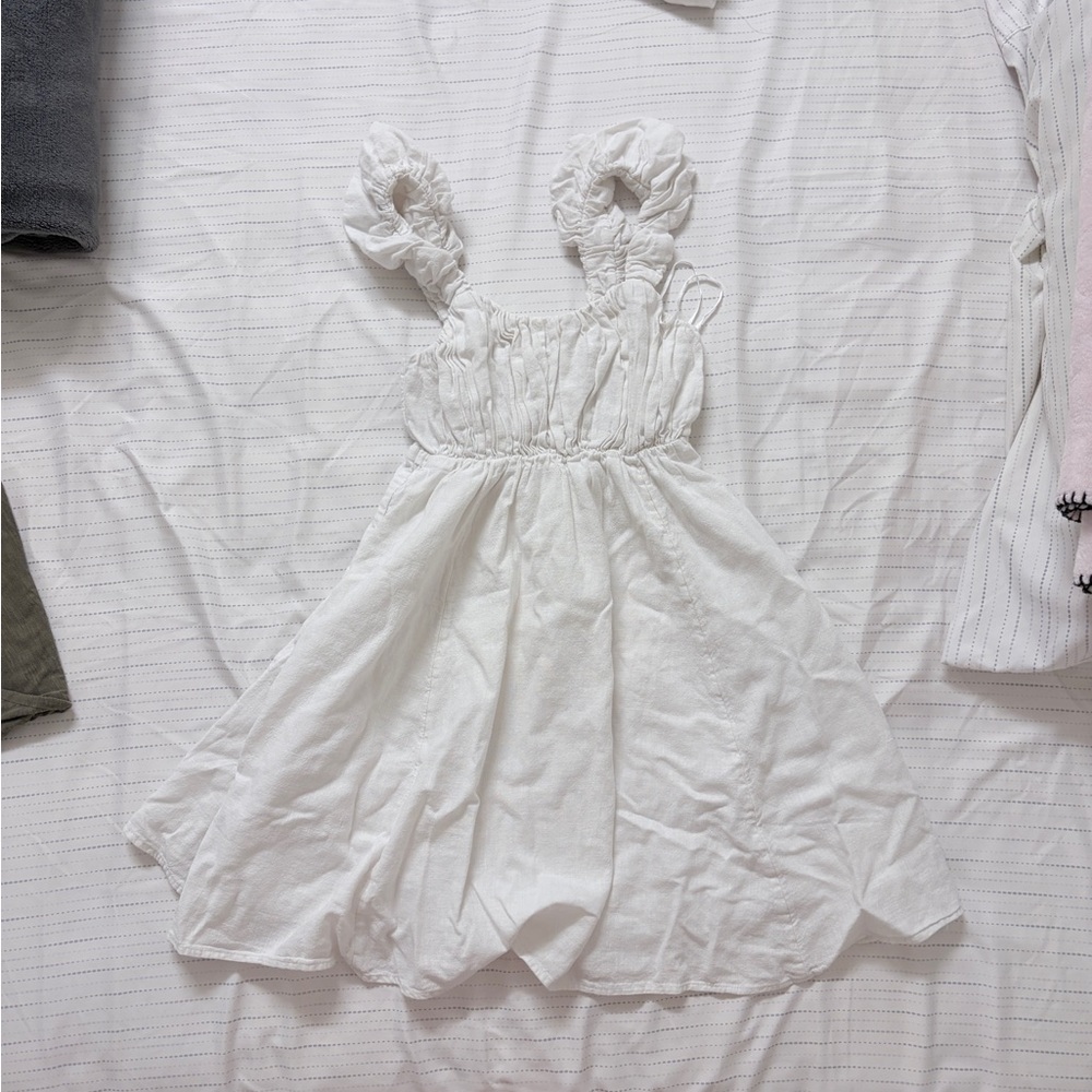 White Ruched Babydoll Dress